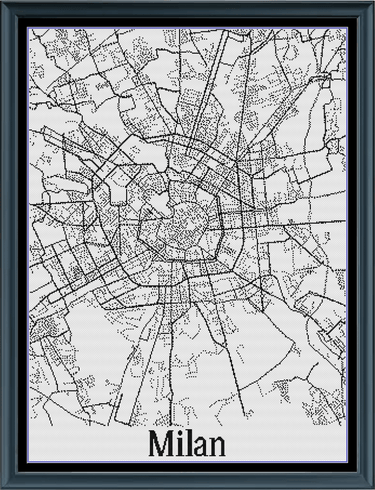 Stitching Jules Design Cross Stitch Pattern Milan Italy City Map Monochrome Counted Cross Stitch Pattern (Digital Download)